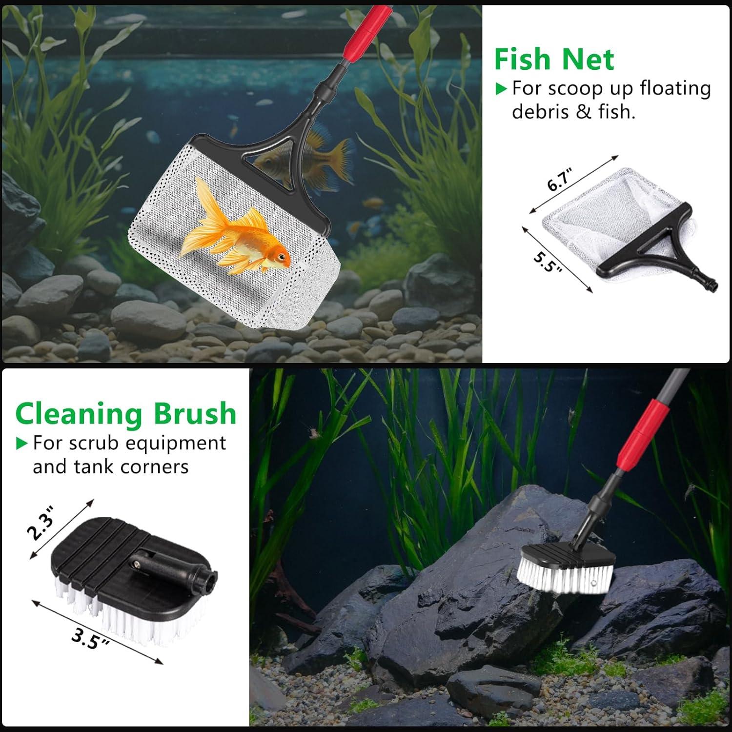 Kit de limpieza de acuario 6 en 1 SYSENCIAGA con mango ajustable
