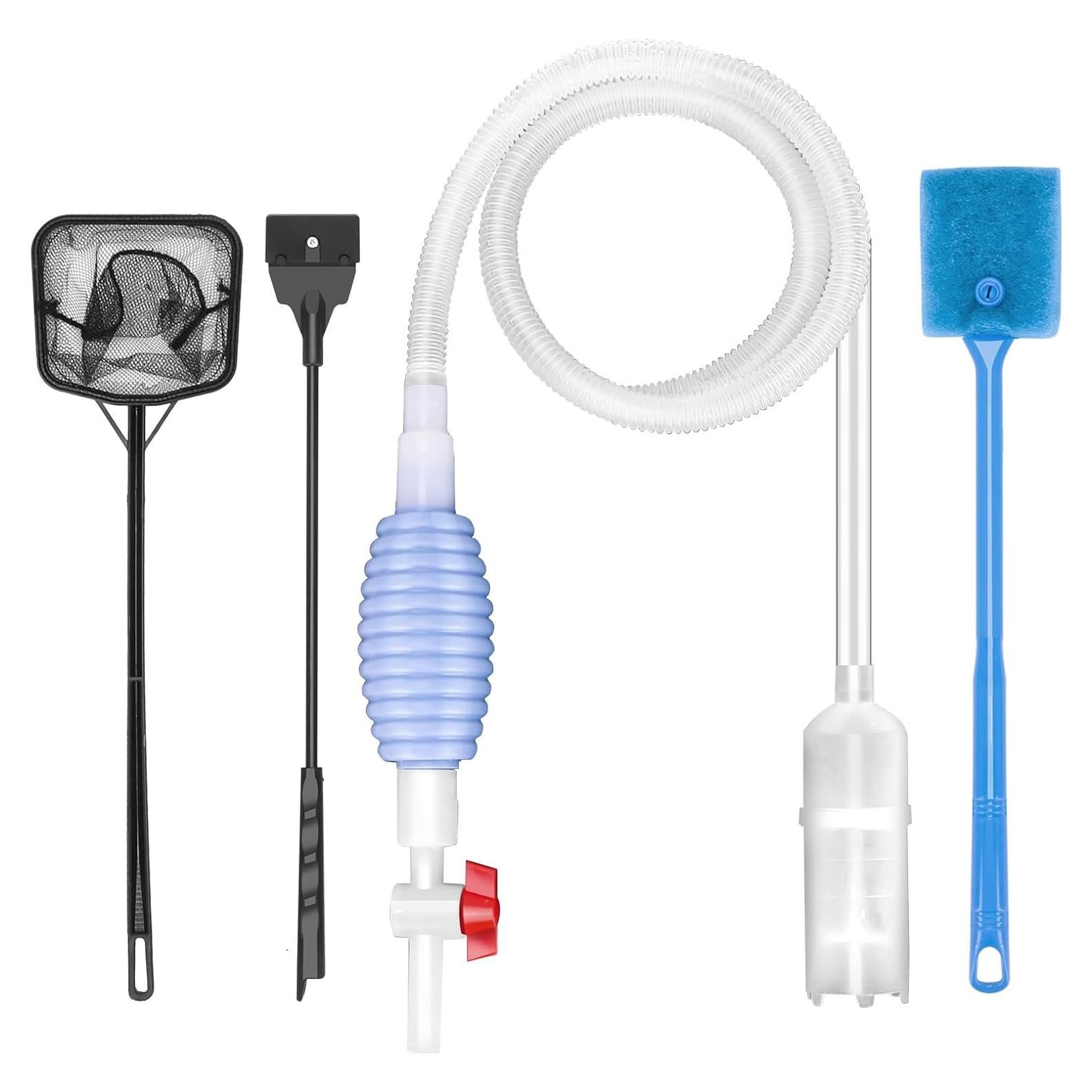 Kit de Limpieza de Acuario 4 Piezas Lanswood - Sifón, Raspador, Red
