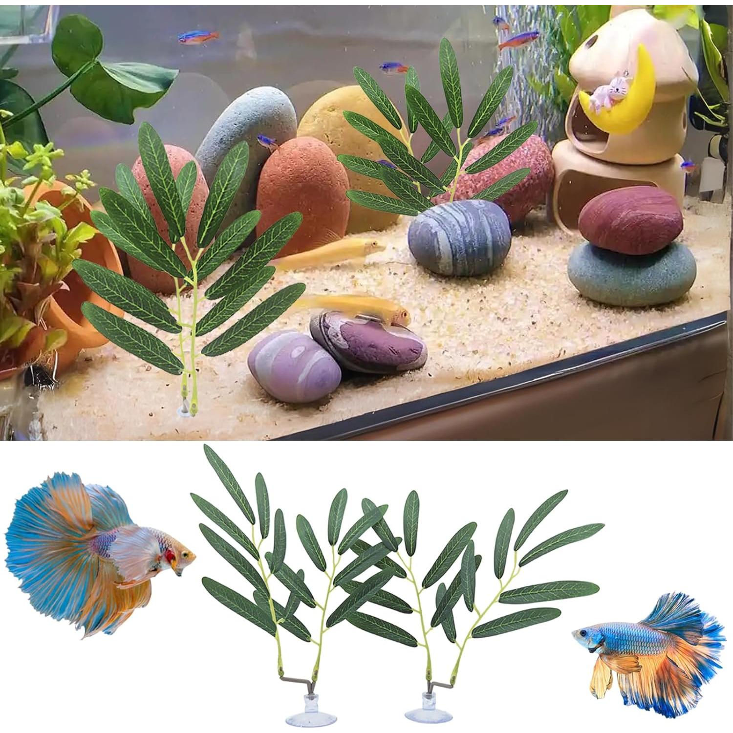 Accesorios para Acuario AncBace - 7 Hojas Artificiales Verdes