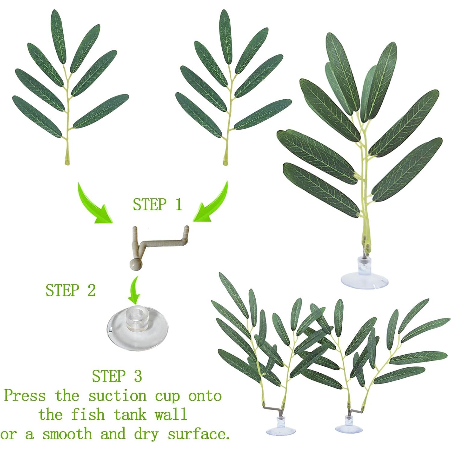 Accesorios para Acuario AncBace - 7 Hojas Artificiales Verdes