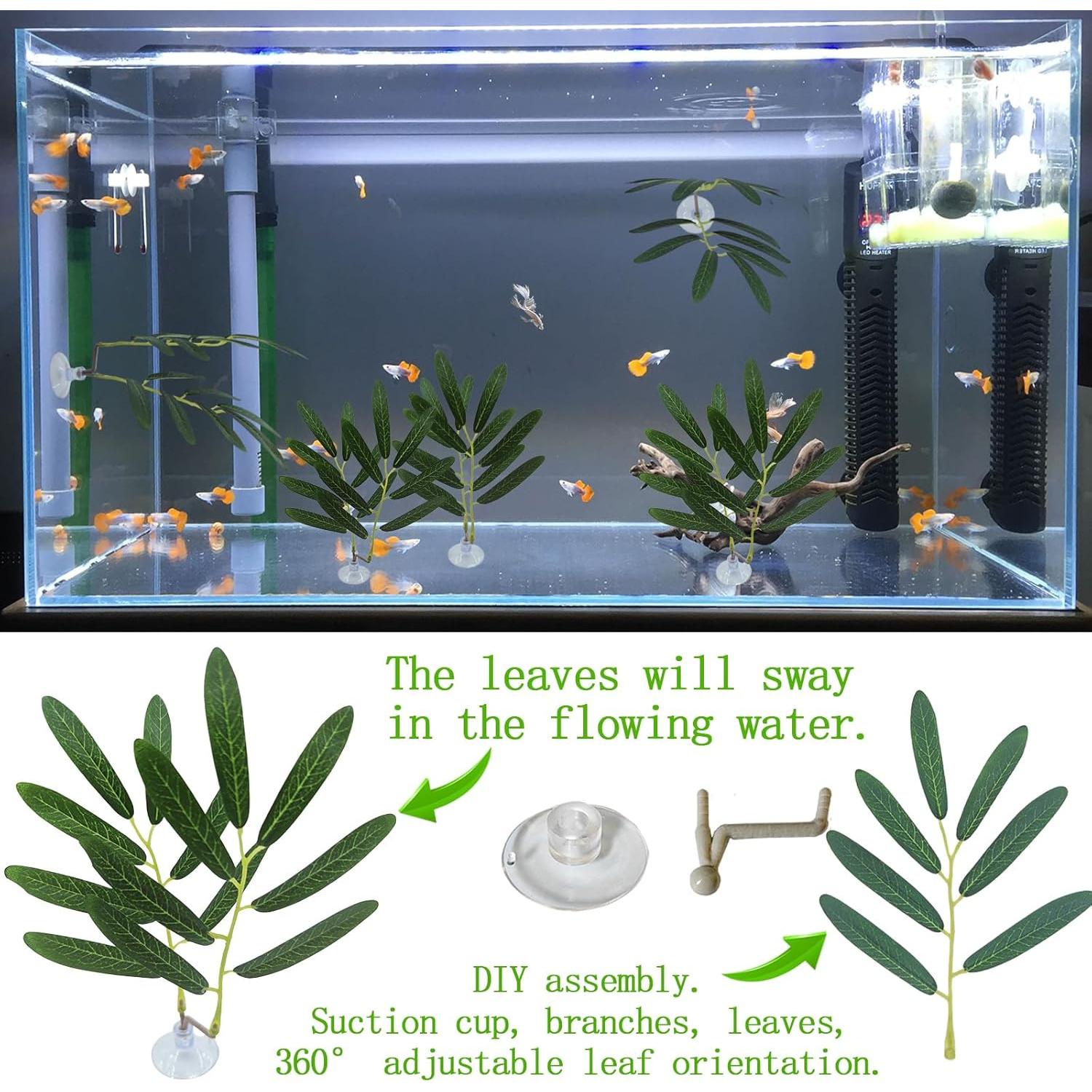 Accesorios para Acuario AncBace - 7 Hojas Artificiales Verdes