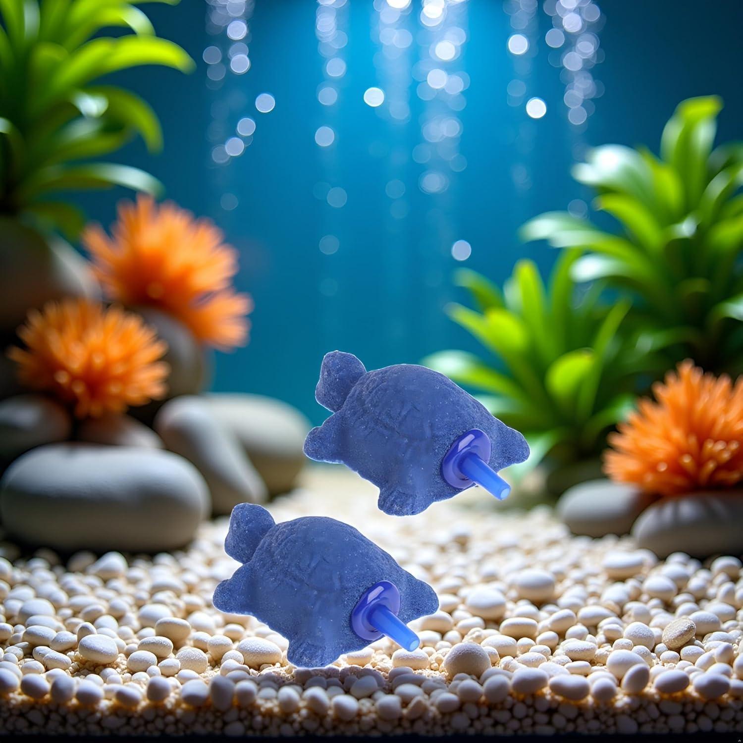 Conjunto 2 Difusores de Aire Tortuga Azul Czhotg para Acuario
