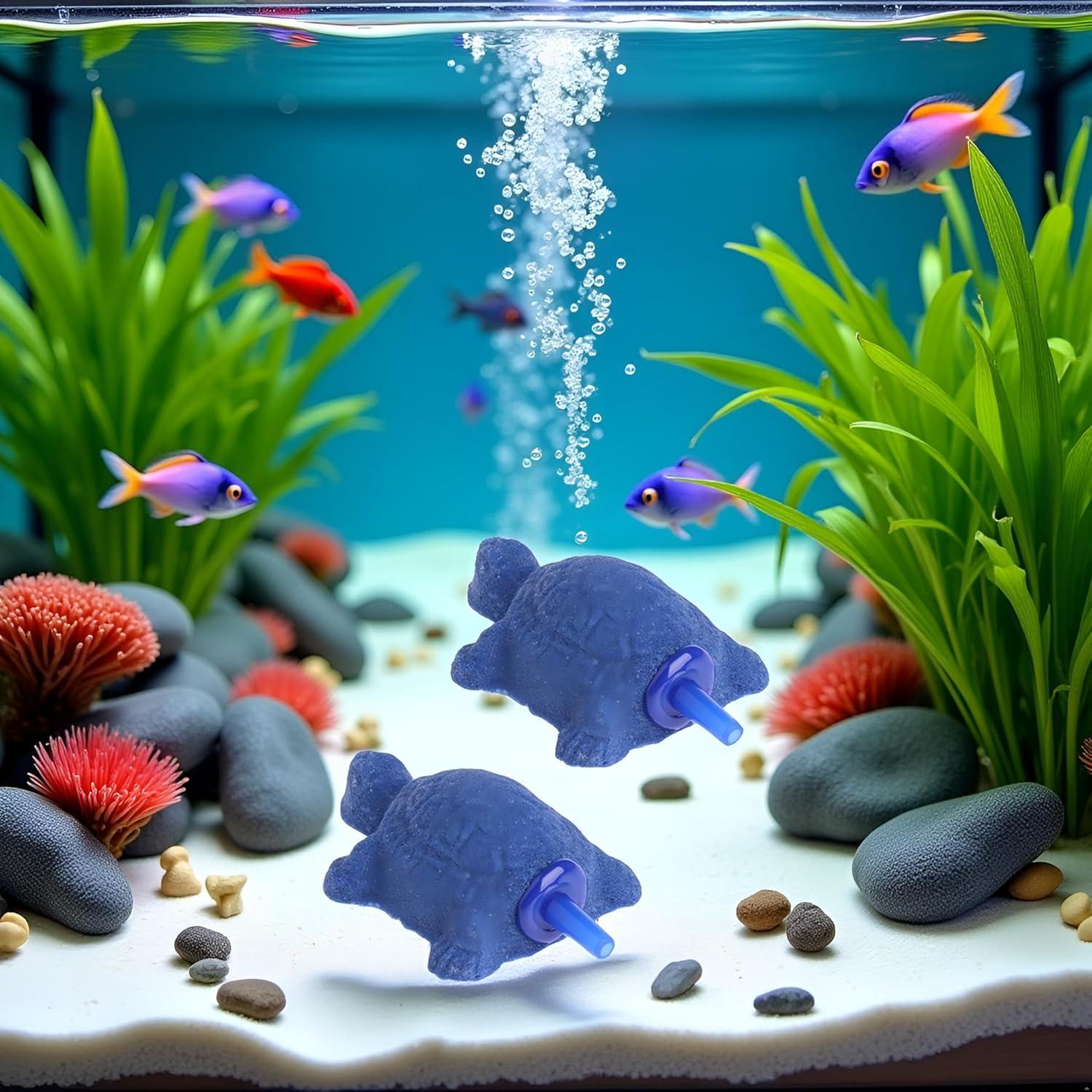 Conjunto 2 Difusores de Aire Tortuga Azul Czhotg para Acuario