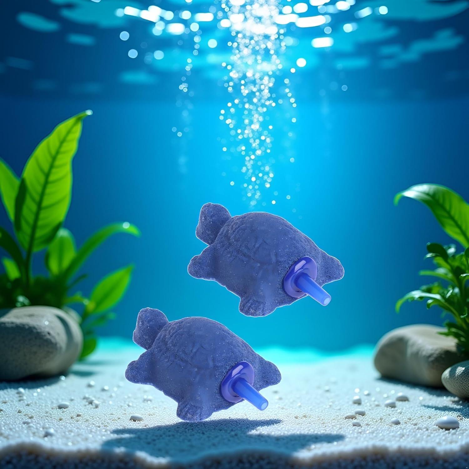 Conjunto 2 Difusores de Aire Tortuga Azul Czhotg para Acuario