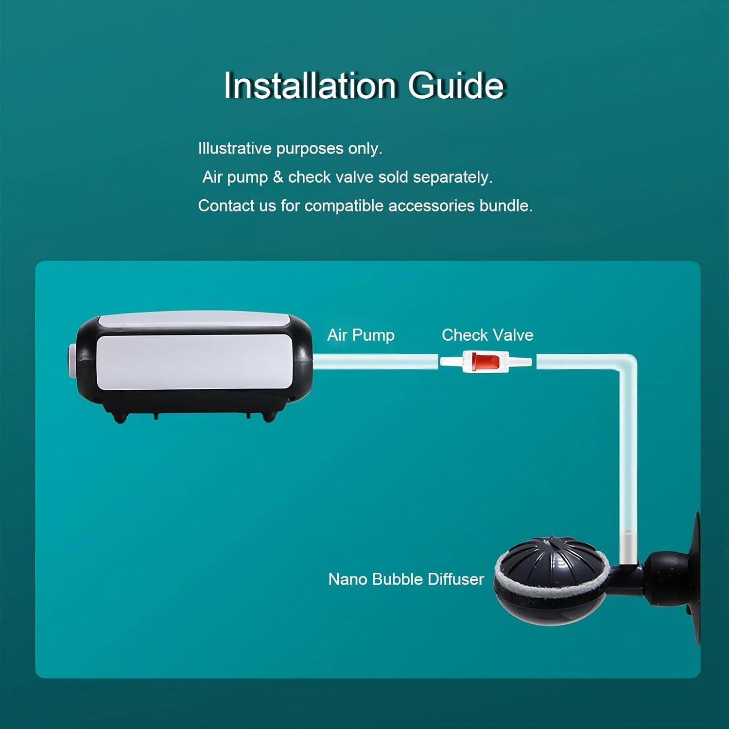 Difusor de Burbuja Nano Jomissly para Acuario, 2 Piezas, Negro