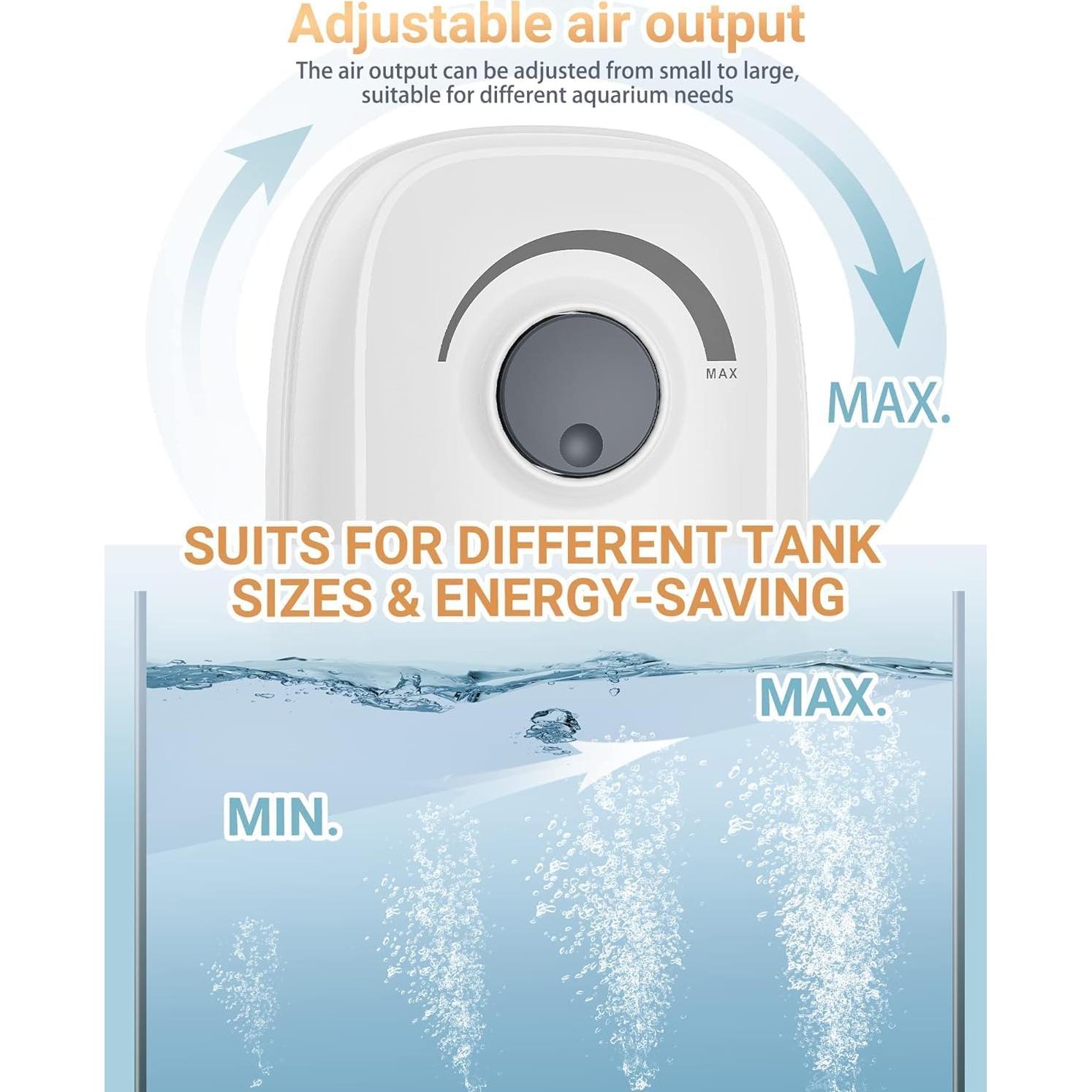 Bomba de Aire para Acuario Moonorange 3W Ajustable 6.8L/min