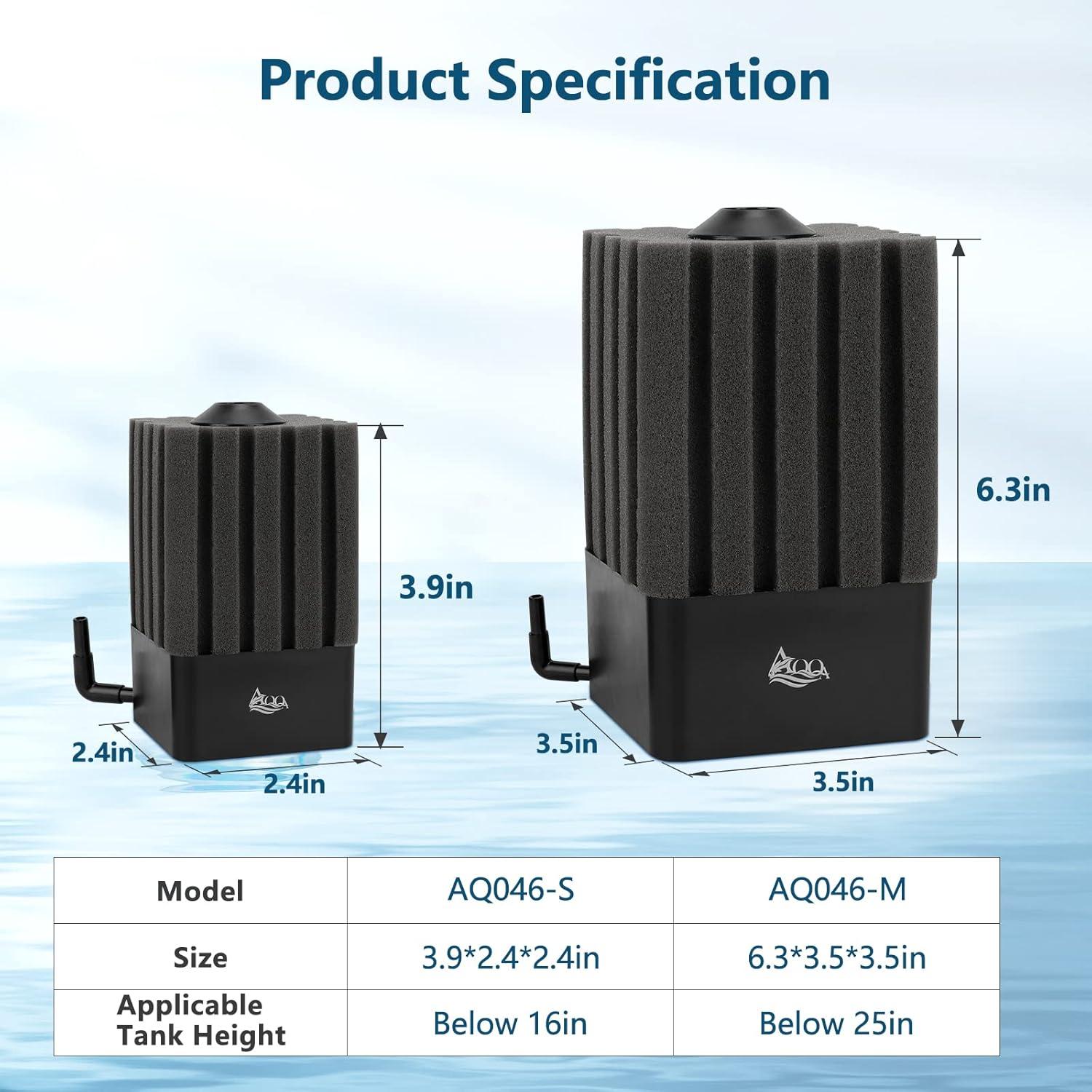 Filtro de Esponja AQQA GUS-AQ046-S para Acuario 19-76L