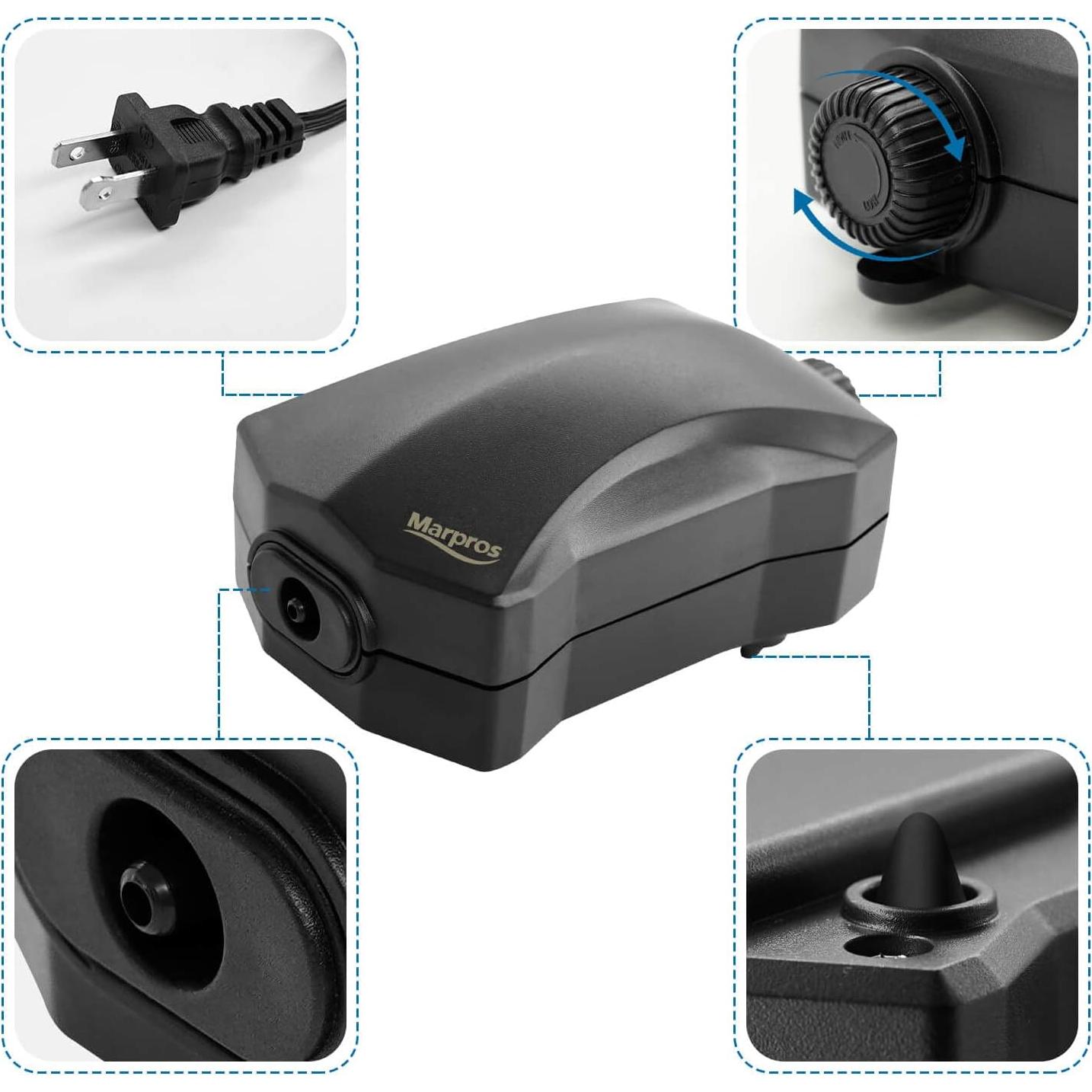 Bomba de Aire para Acuario Marpros M-100 2W 10-30 Galones