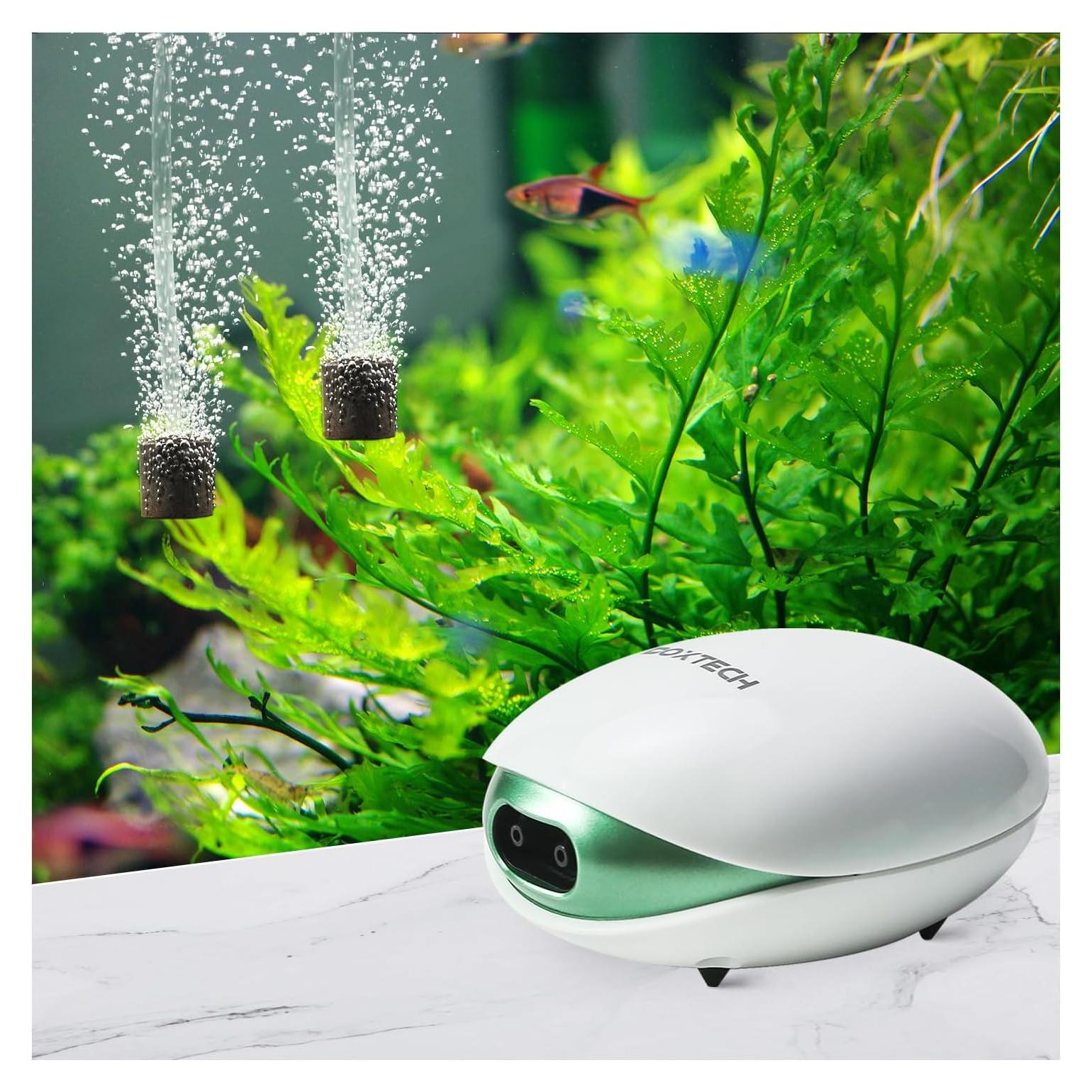 boxtech Aquarium Air Pump,Oxygen Fish Air Pump with Adjustable Air Valve, Fish Tank Air Pump with Accessories Tube, Bubble Stone and Check Valve, Fish Tank Aerator Kit