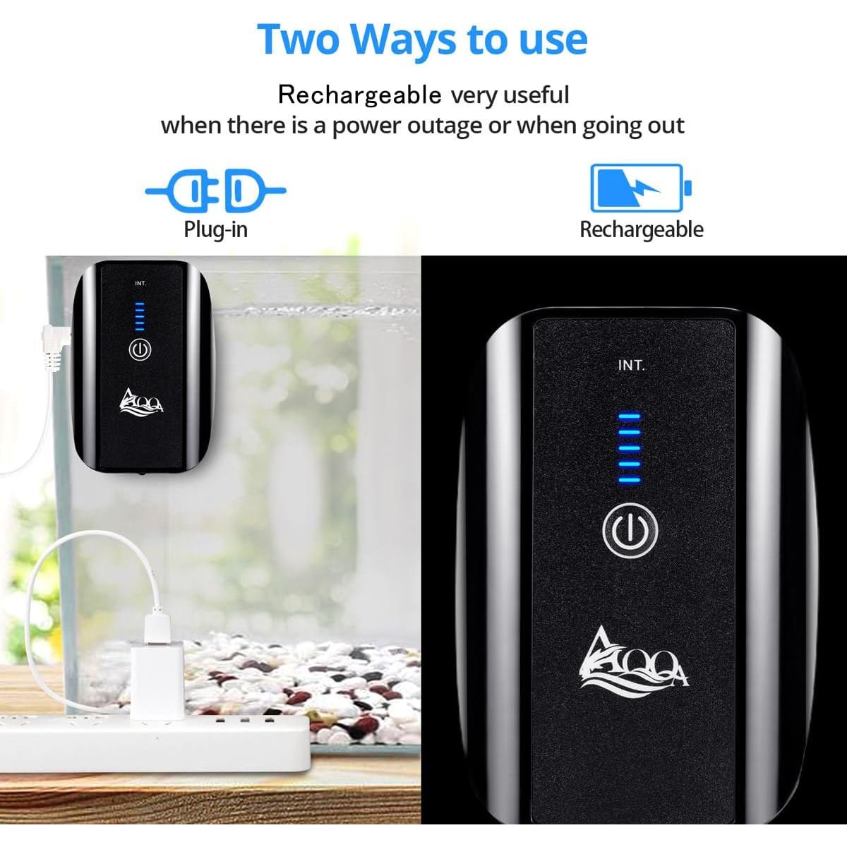 Bomba de Aire Recargable AQQA para Acuarios 1.7W Doble Salida