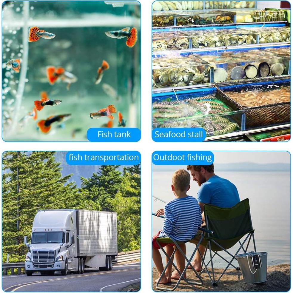 Bomba de Aire Recargable AQQA para Acuarios 1.7W Doble Salida