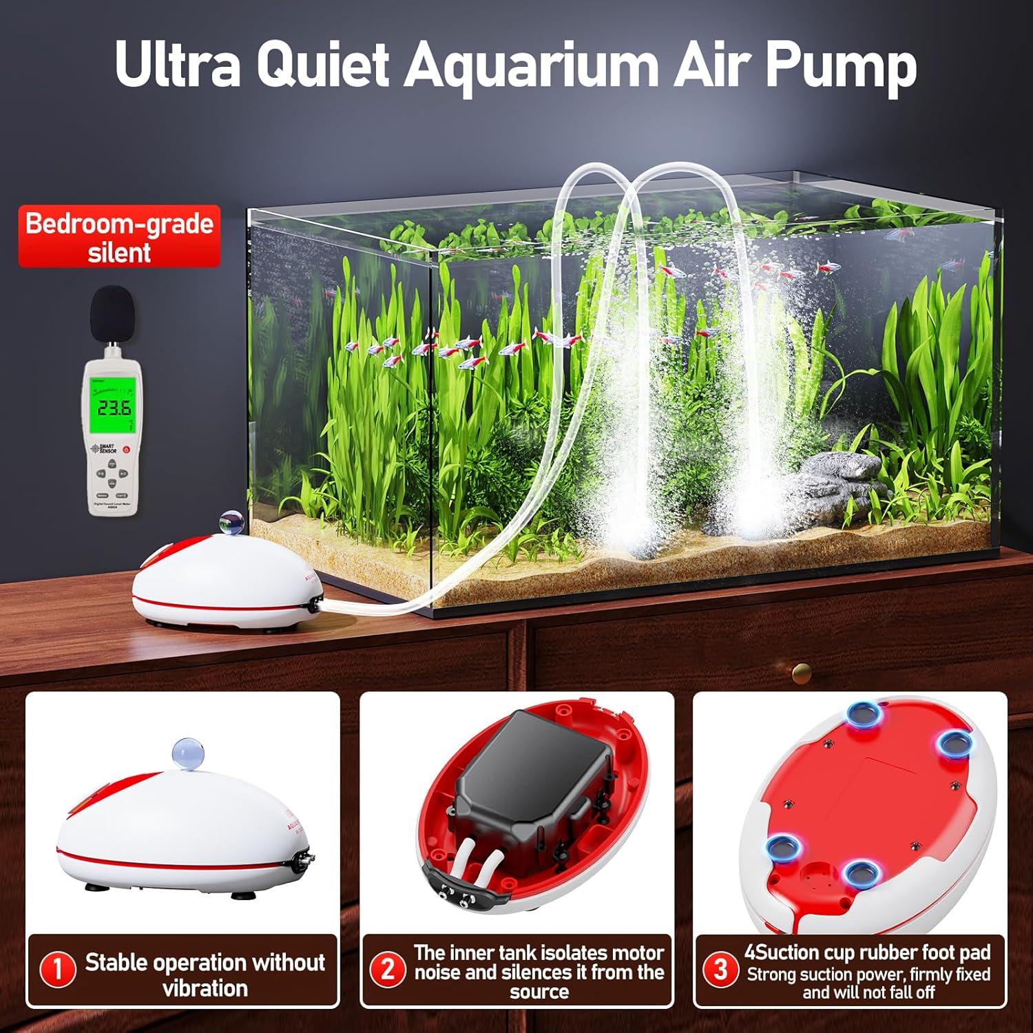 Bomba de aire silenciosa AQUASMITH 1W para acuarios 0-151L