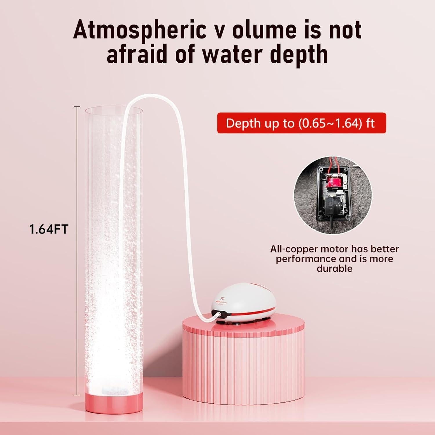 Bomba de aire silenciosa AQUASMITH 1W para acuarios 0-151L