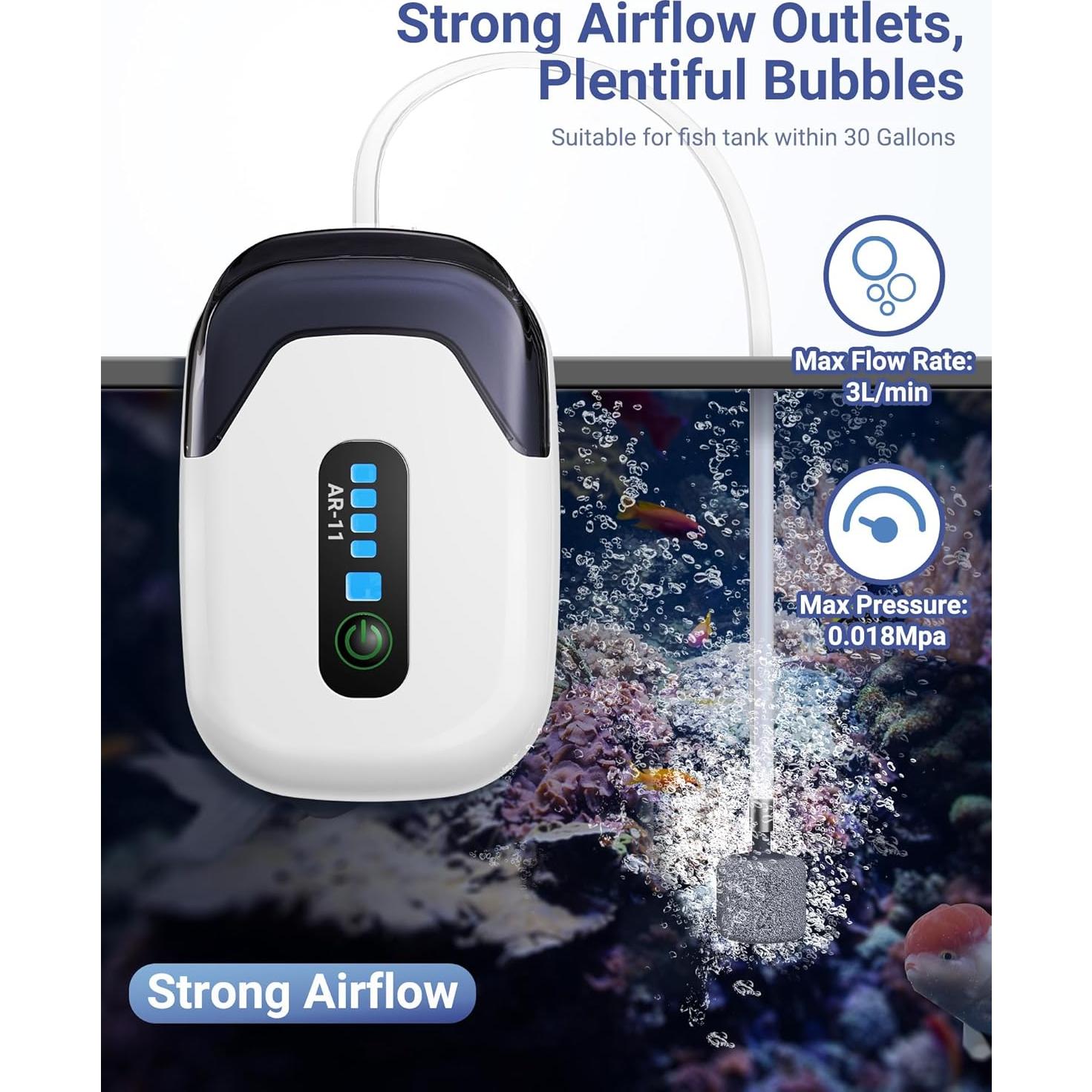 Bomba de Aire Recargable MoonOrange AR-11 para Acuario 113L