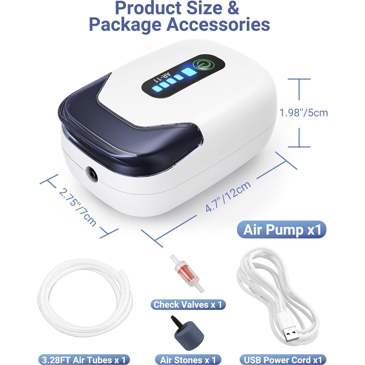 Bomba de Aire Recargable MoonOrange AR-11 para Acuario 113L