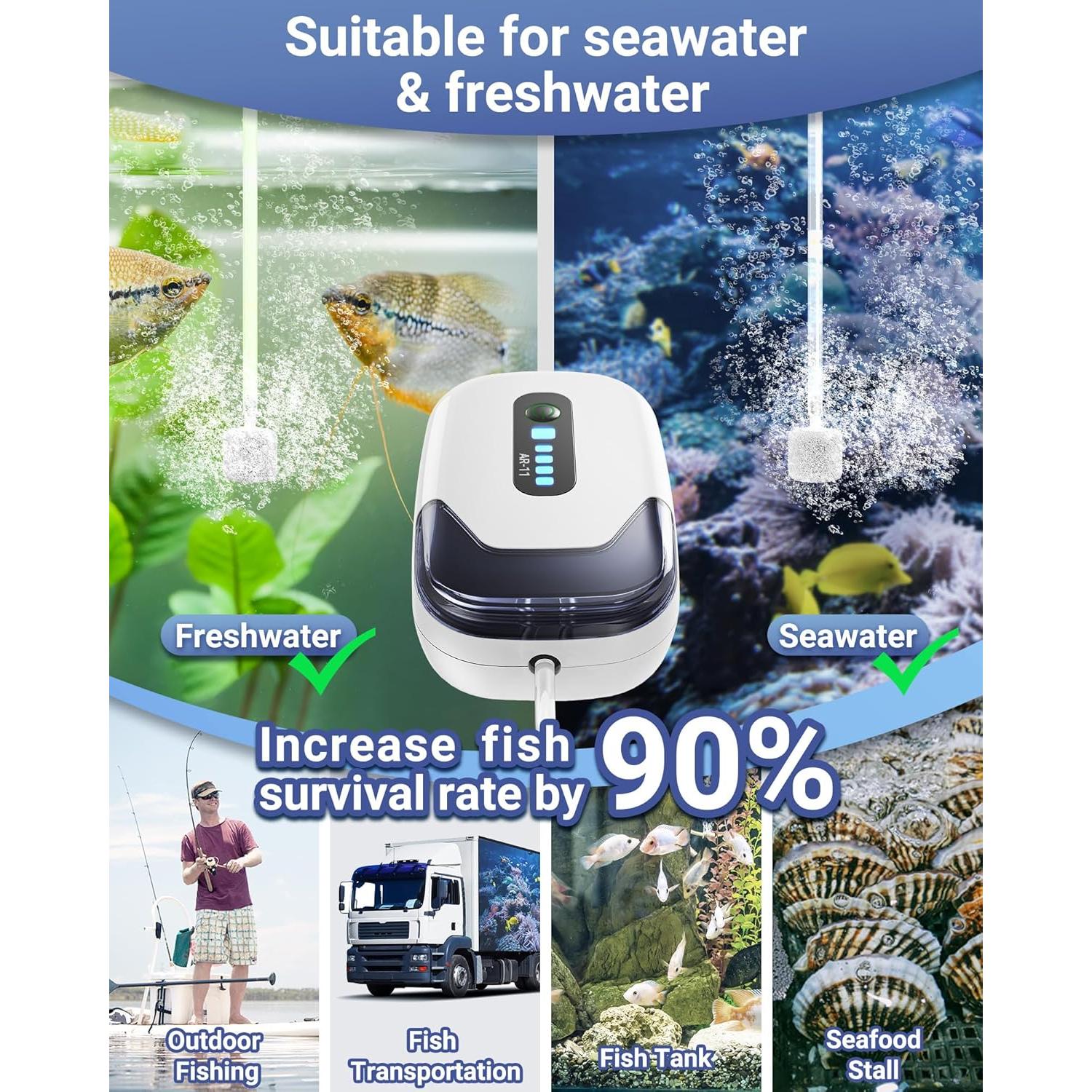 Bomba de Aire Recargable MoonOrange AR-11 para Acuario 113L