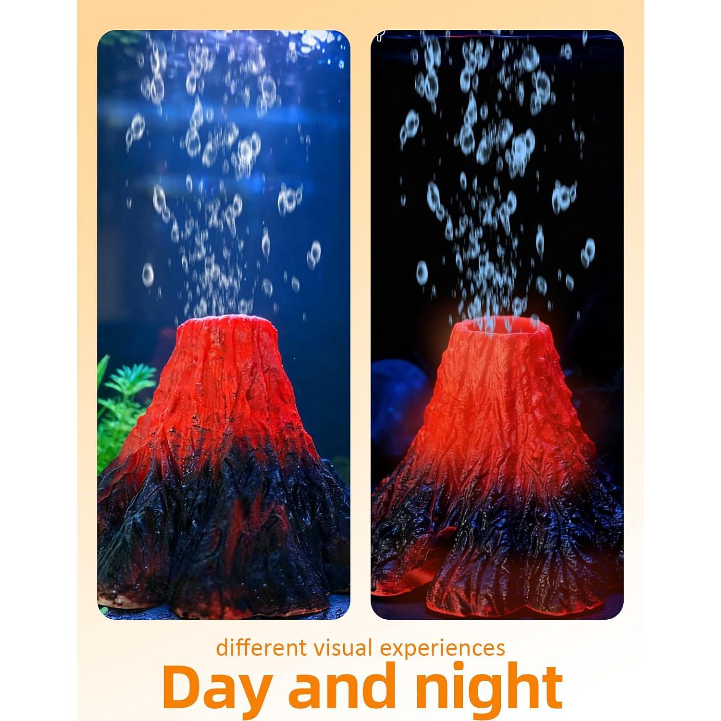 Kit de Decoración de Volcán para Acuario Genérico con Luz