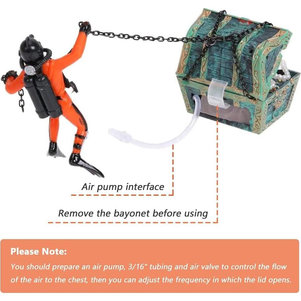 Adorno de Acuario Eyech Cofre del Tesoro Naranja 6x4.5cm