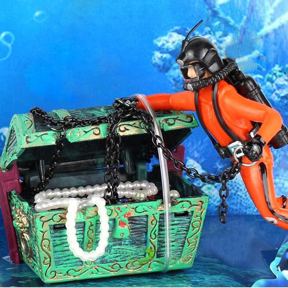 Adorno de Acuario Eyech Cofre del Tesoro Naranja 6x4.5cm