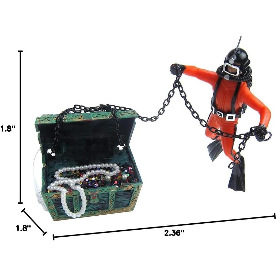 Adorno de Acuario Eyech Cofre del Tesoro Naranja 6x4.5cm