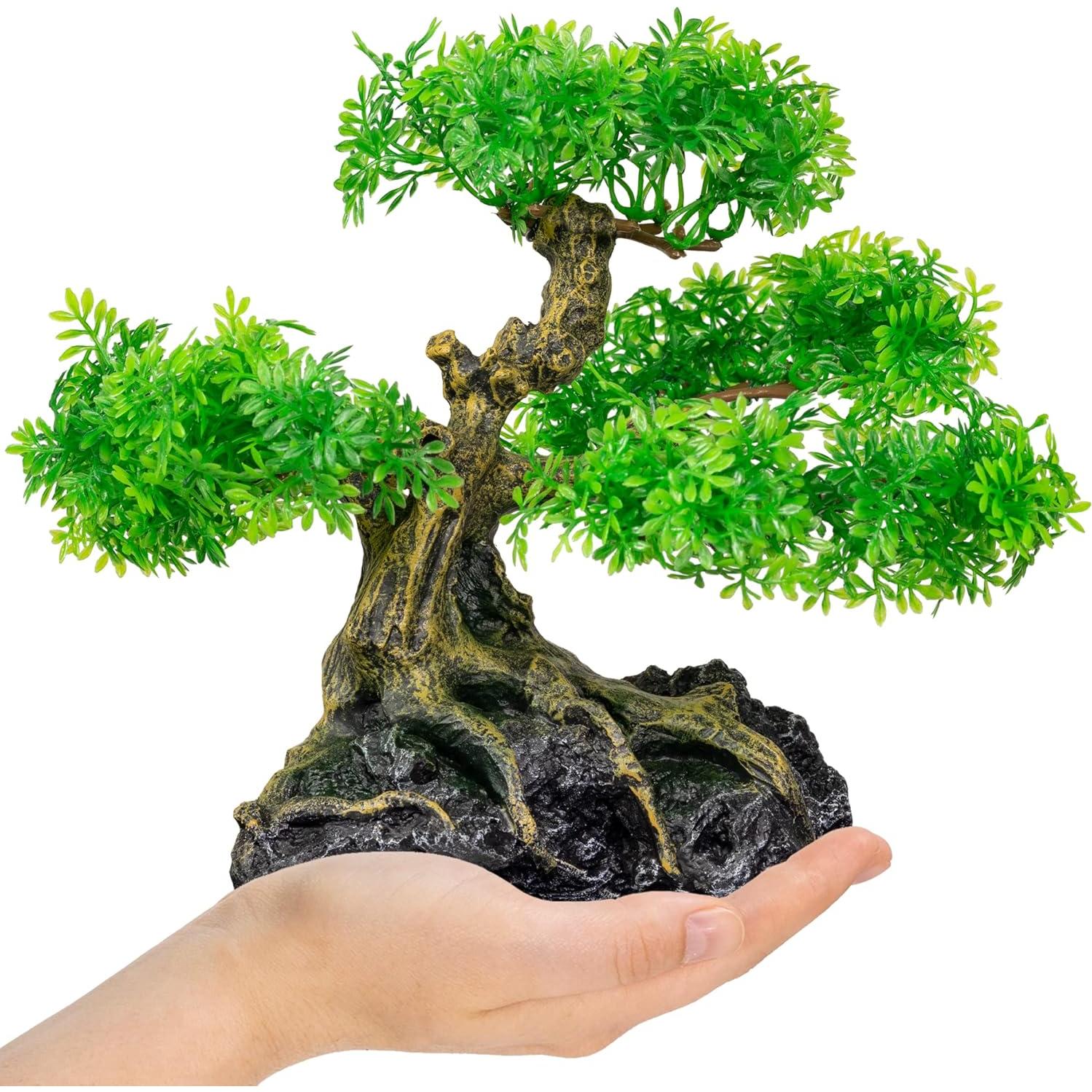 UNEAK Árbol Bonsai Artificial para Acuario 18 cm Verde