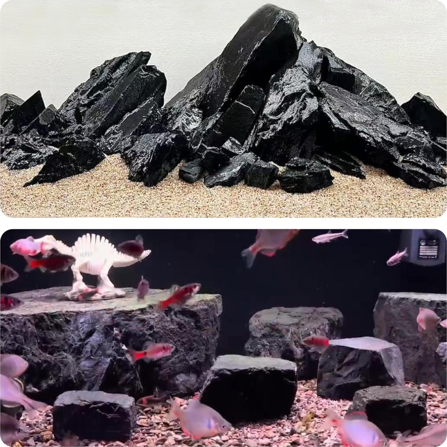 Rocas de Pizarra Negra Unocho para Acuarios 2.27kg 4Pcs