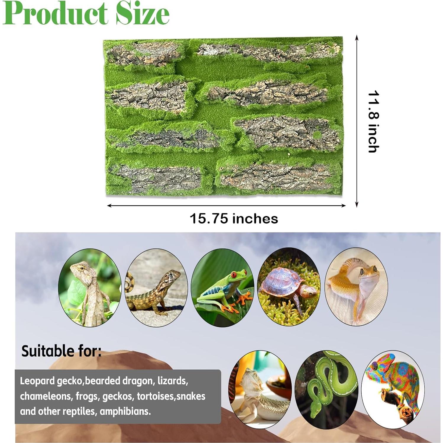 Fondo de Corcho para Terrario Reptiles Kathson 2 Piezas 40x30cm