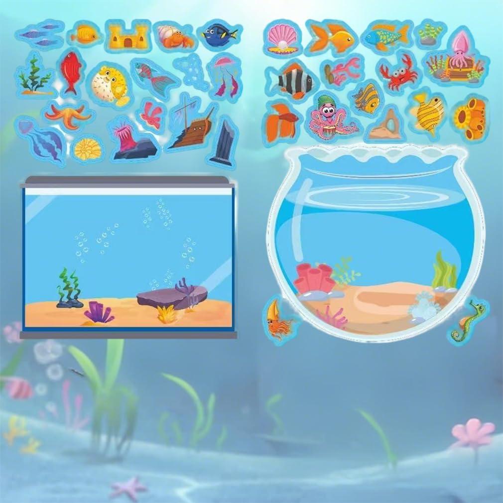 16 Hojas de Pegatinas de Acuario 7AweQur Animales Marinos