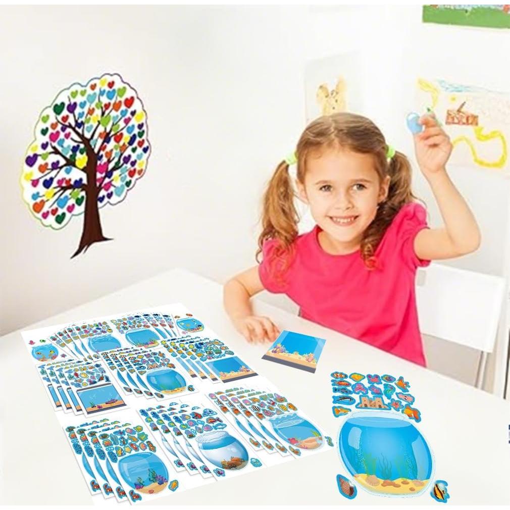 16 Hojas de Pegatinas de Acuario 7AweQur Animales Marinos