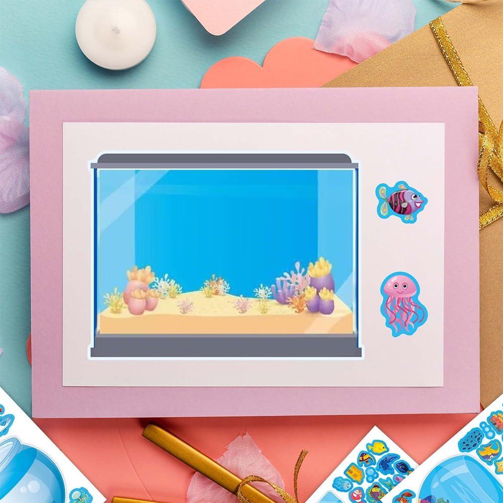 16 Hojas de Pegatinas de Acuario 7AweQur Animales Marinos