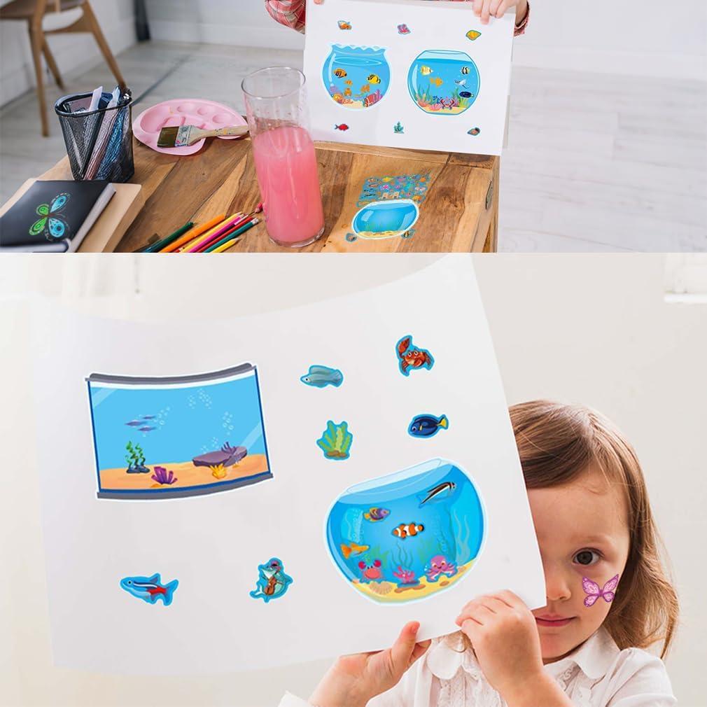 16 Hojas de Pegatinas de Acuario 7AweQur Animales Marinos