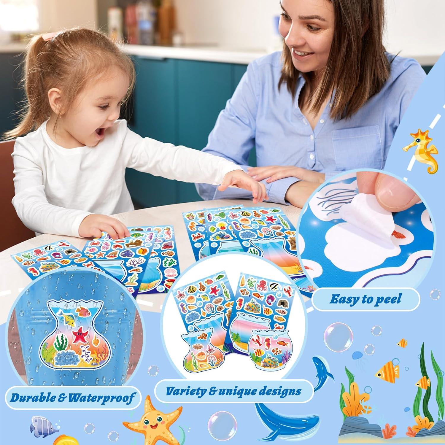 32 Hojas de Stickers de Animales Marinos Onsioesd - Manualidades Verano