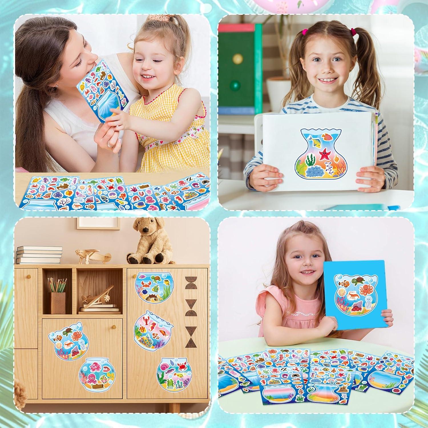 32 Hojas de Stickers de Animales Marinos Onsioesd - Manualidades Verano