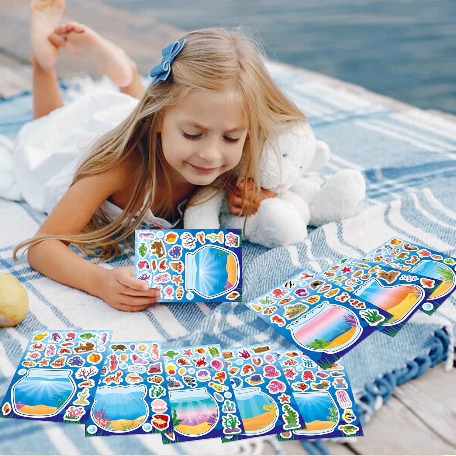 32 Hojas de Stickers de Animales Marinos Onsioesd - Manualidades Verano