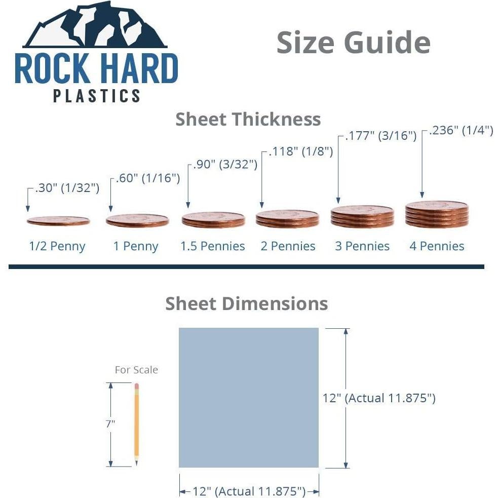 Hoja de Acrílico Negro Rock Hard Plastics 30.16 cm x 30.16 cm