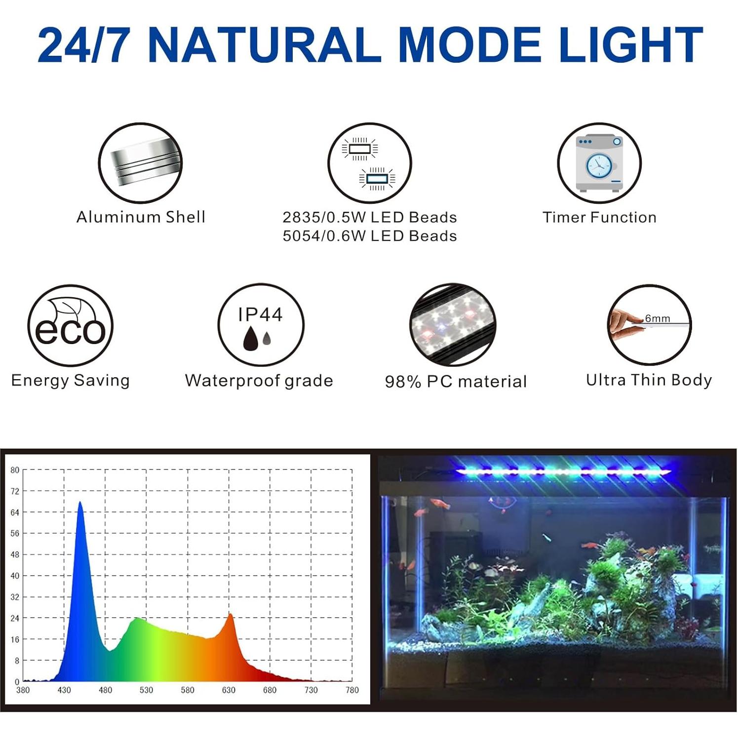 Luz LED para Acuario OYO WATER 50-70 cm con Temporizador 24/7