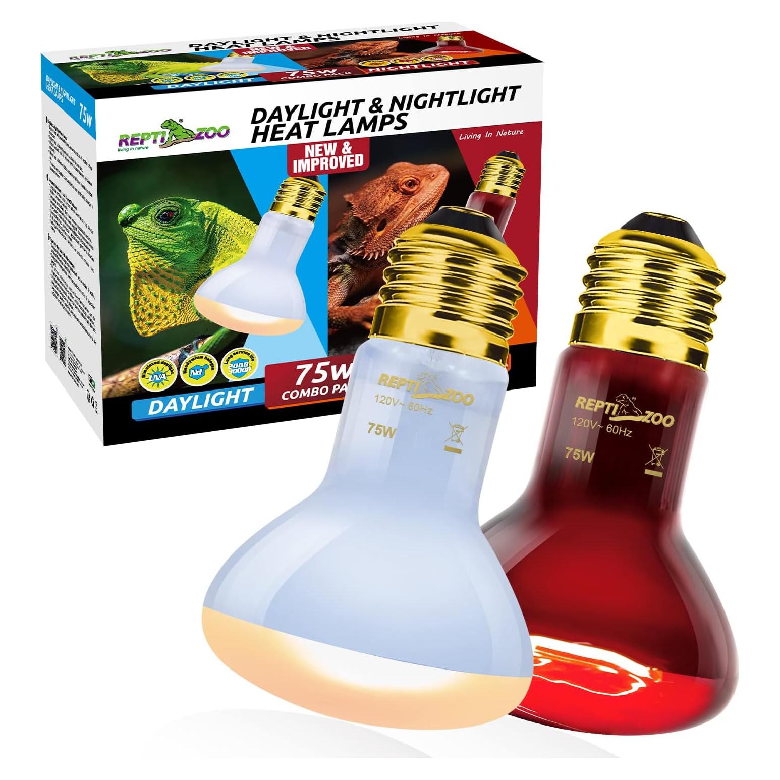 Lámpara de Calor para Reptiles REPTIZOO 75W UVA y Infrarroja