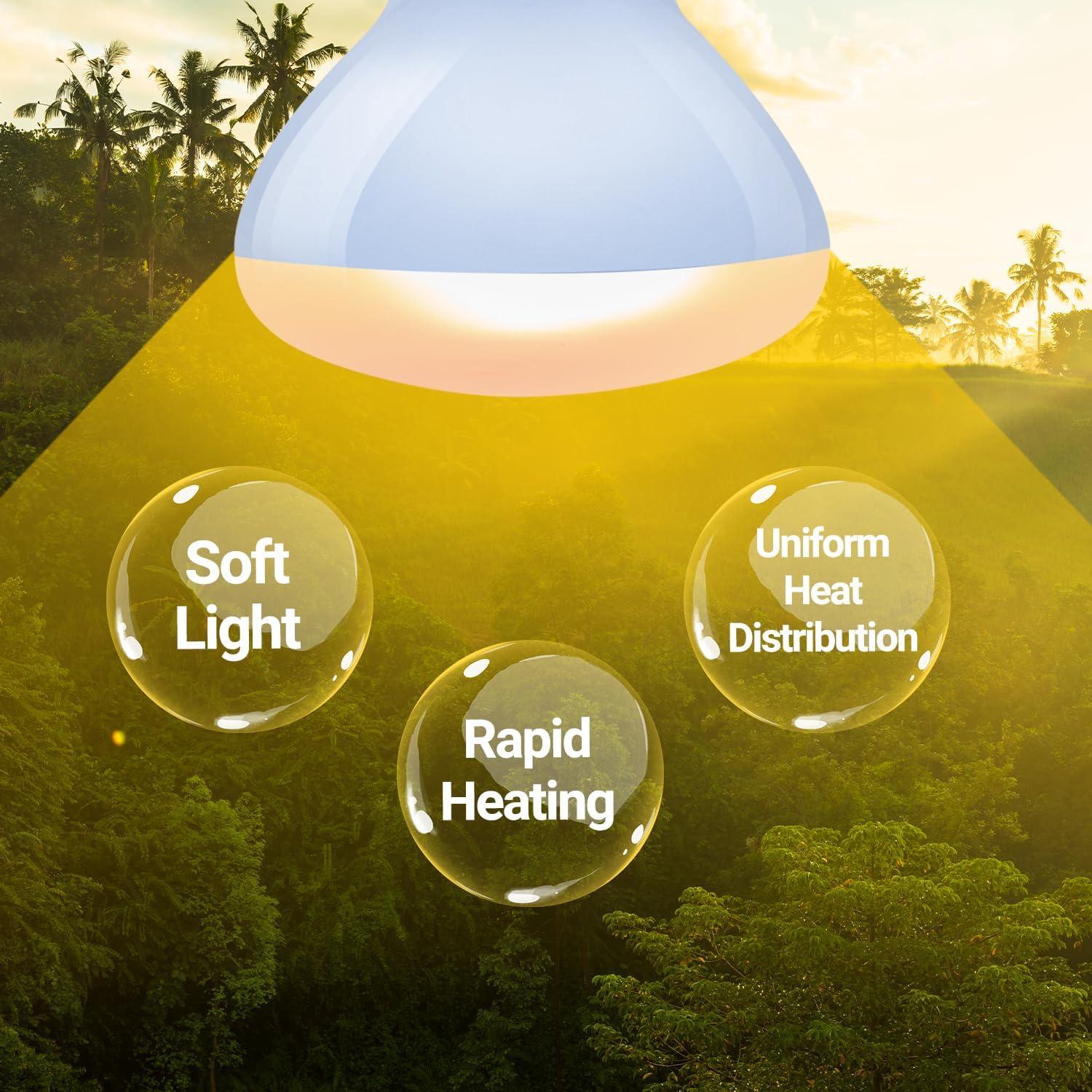 Lámpara de Calor para Reptiles REPTIZOO 75W UVA y Infrarroja