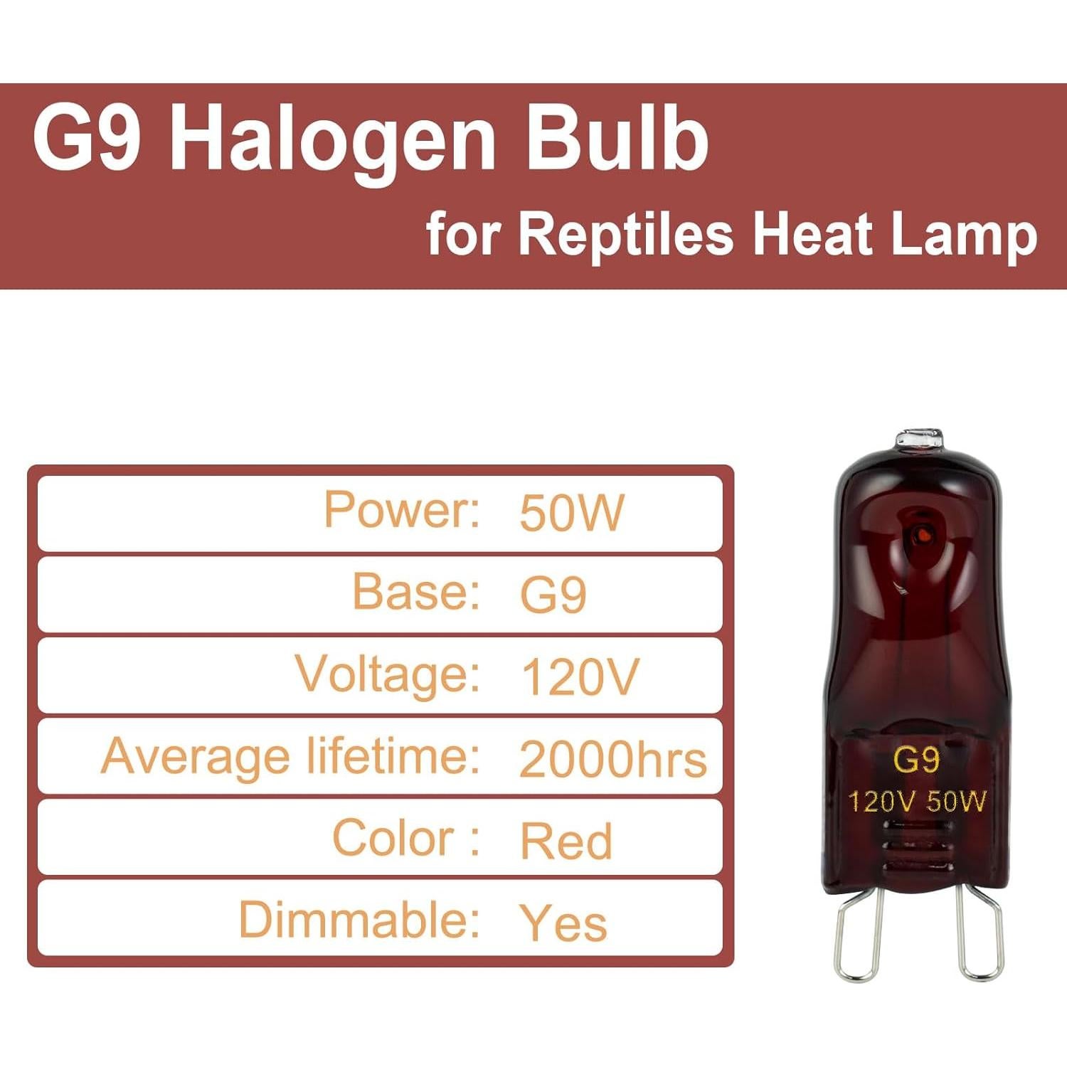 Bombillas de Calor G9 Halógenas 50W para Reptiles - Paquete de 2