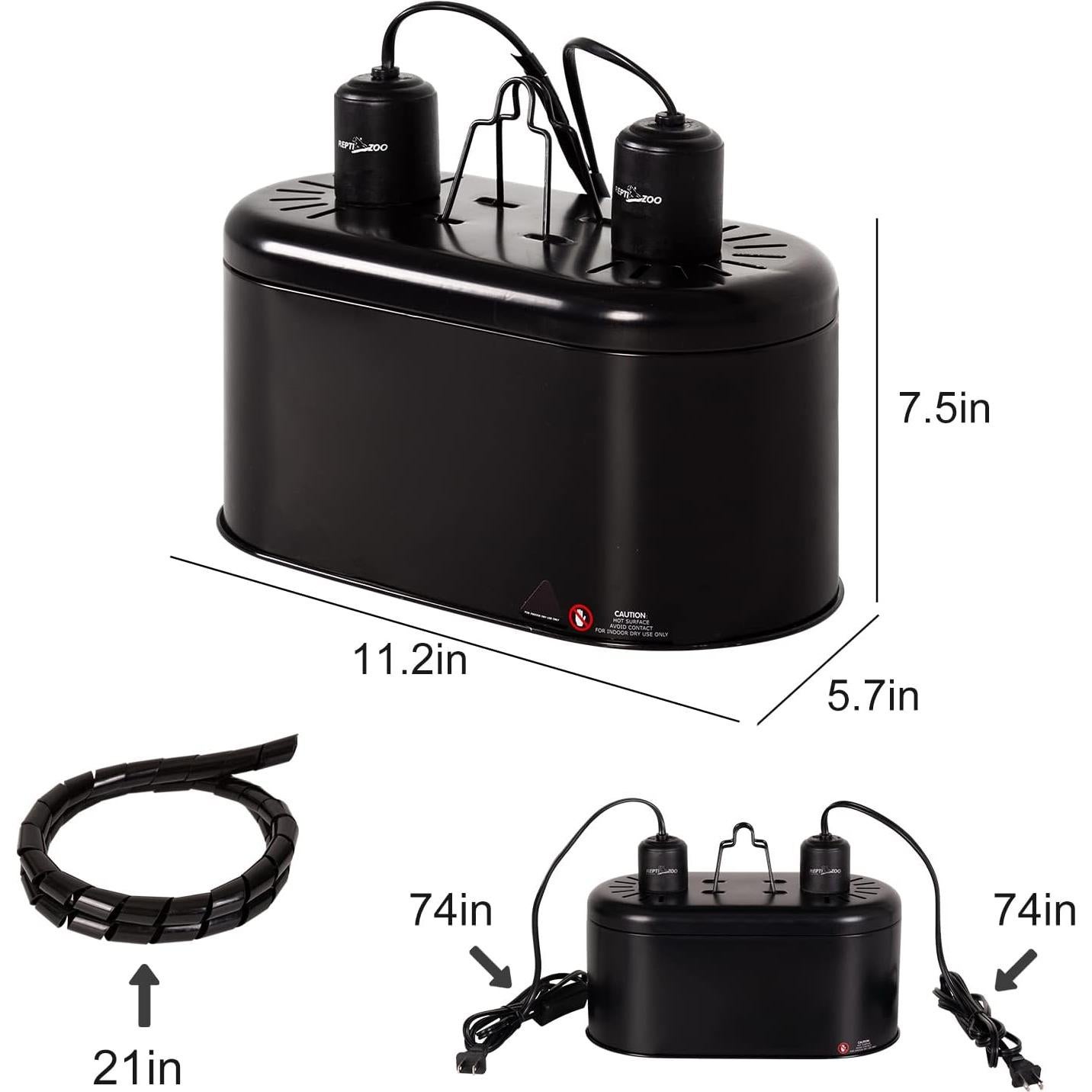 Lámpara Doble para Reptiles REPTIZOO 100W UVA e Infrarroja