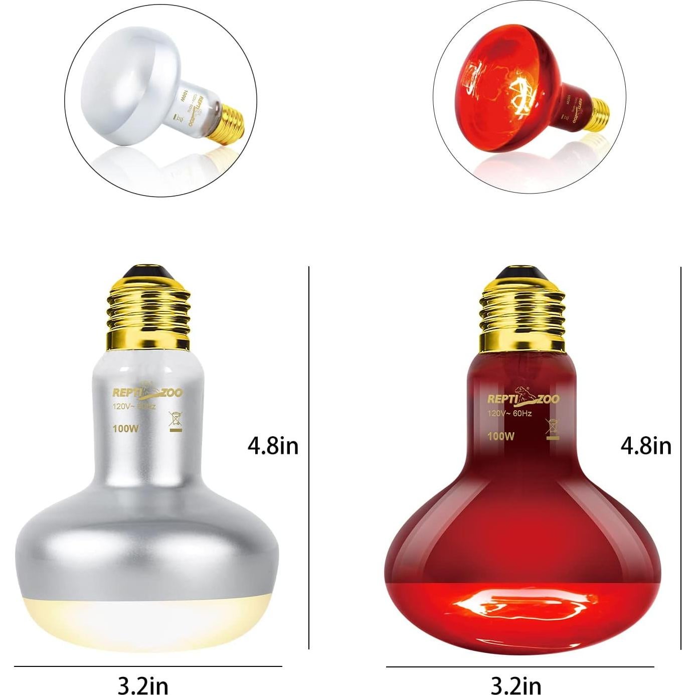 Lámpara Doble para Reptiles REPTIZOO 100W UVA e Infrarroja