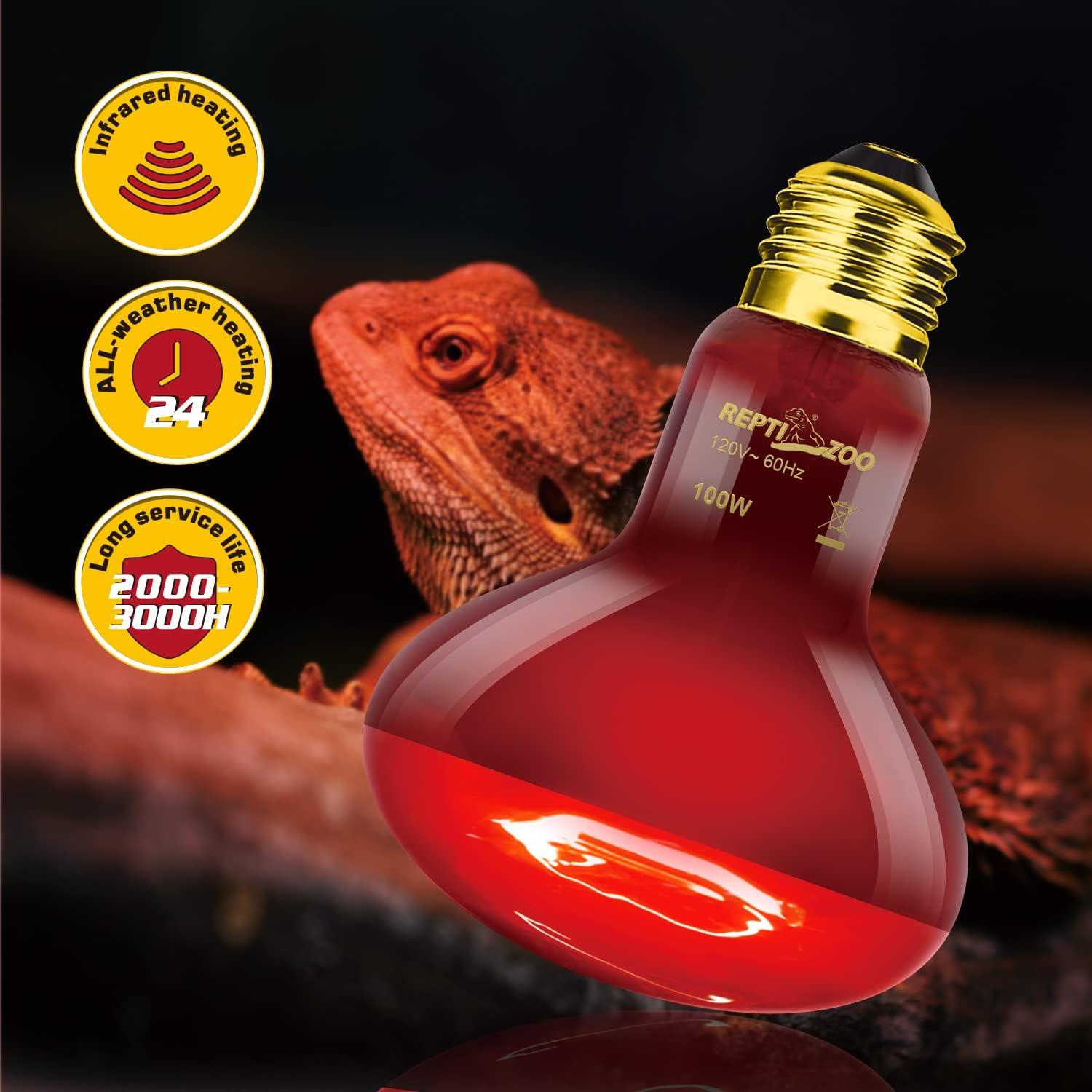 Lámpara Doble para Reptiles REPTIZOO 100W UVA e Infrarroja
