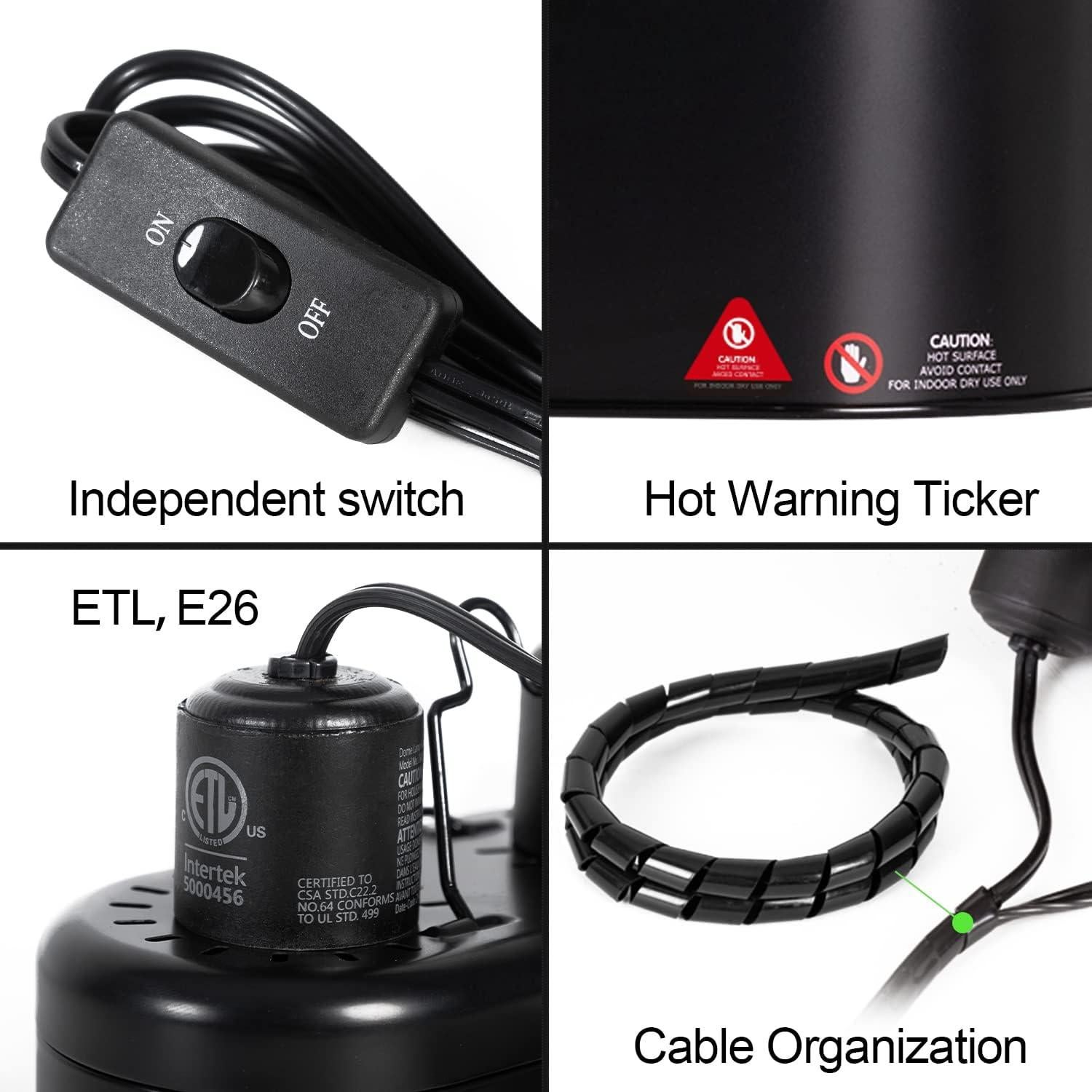 Lámpara Doble para Reptiles REPTIZOO 100W UVA e Infrarroja