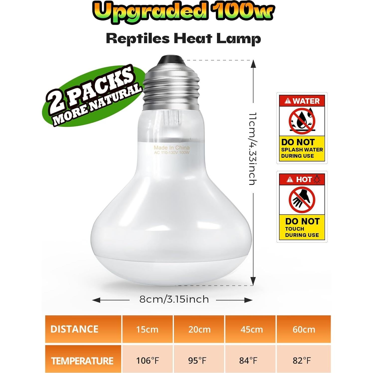 Lámpara de Calor para Reptiles Haceryc 100W - Paquete de 2