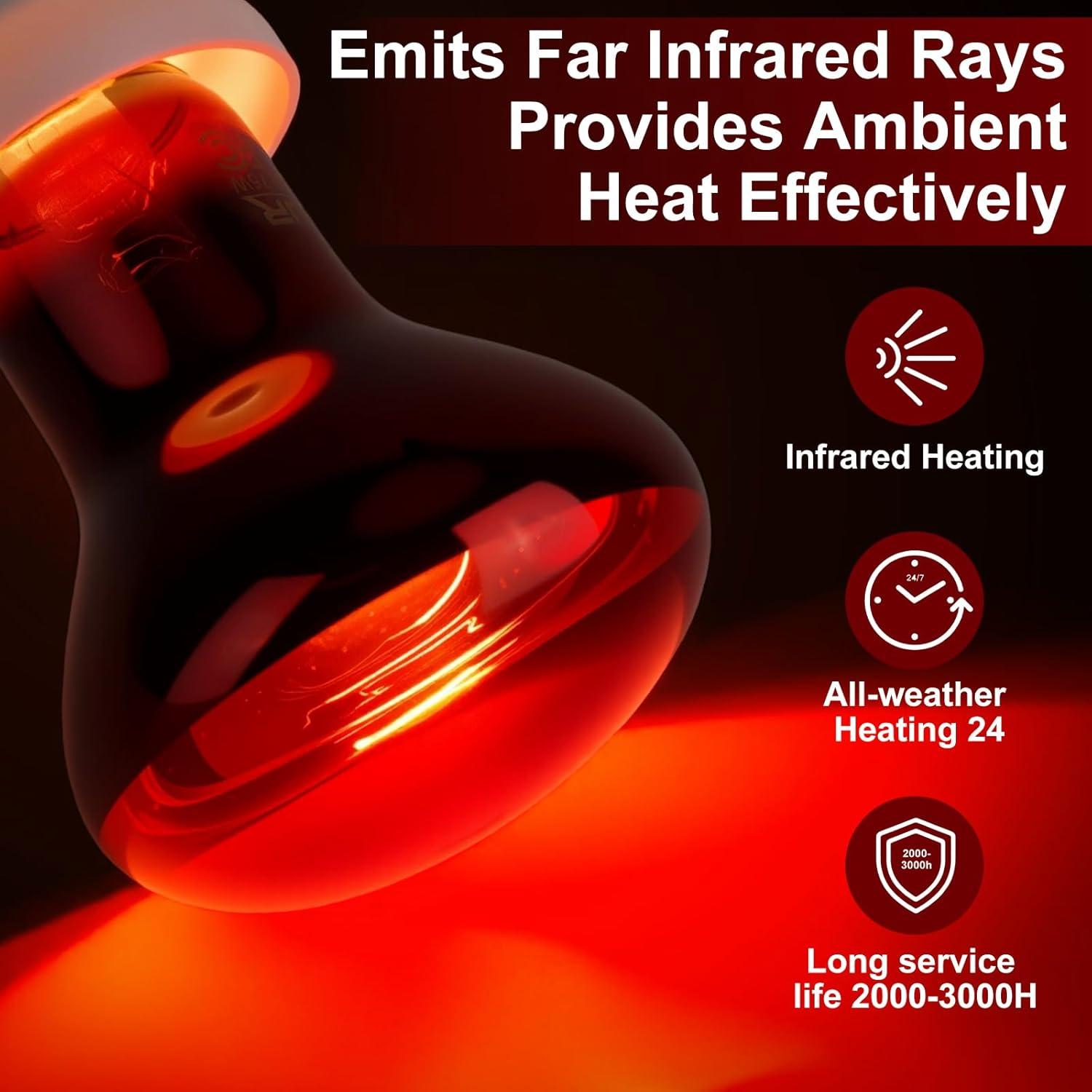 Lámpara de Calor Infrarrojo KINUR 75W E26 para Reptiles - Paquete de 2