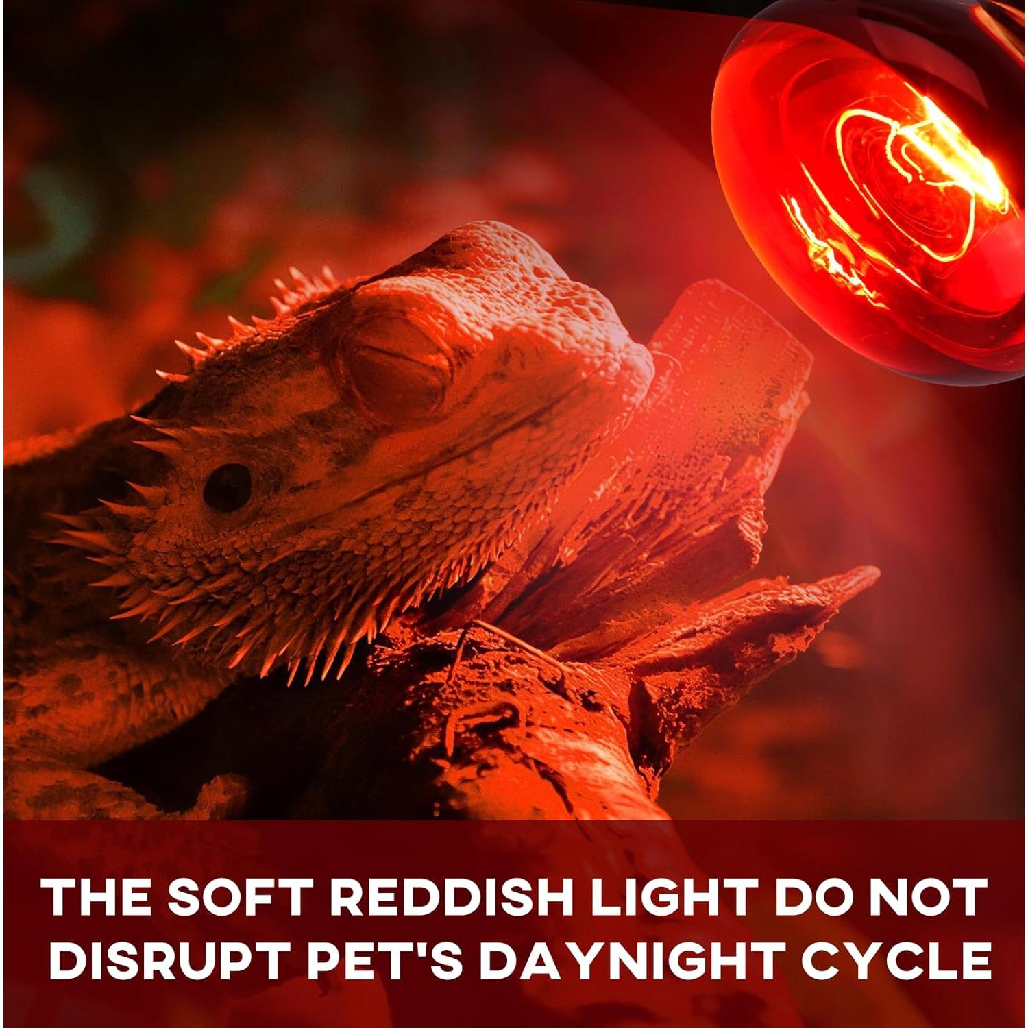 Lámpara de Calor Infrarrojo KINUR 75W E26 para Reptiles - Paquete de 2