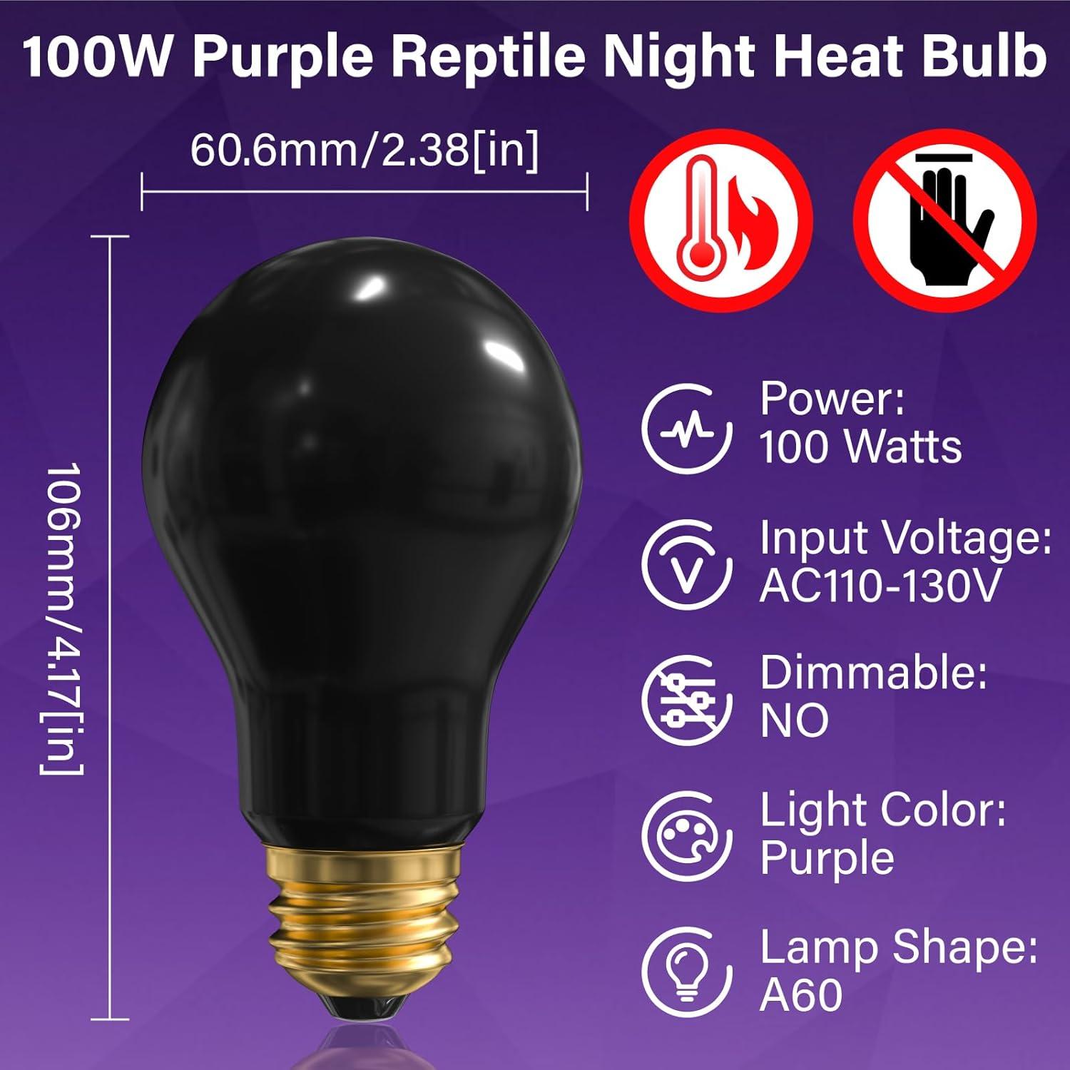 Bombillas de Calor Nocturna 100W Lustaled para Reptiles - 2 Paquete