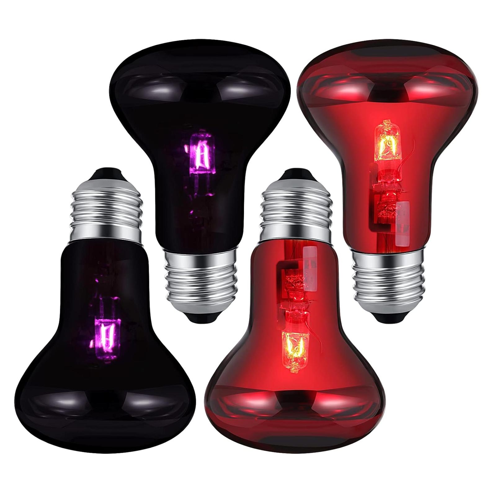 4 Lámparas de Calor Nocturno 75W UVA Honoson para Reptiles