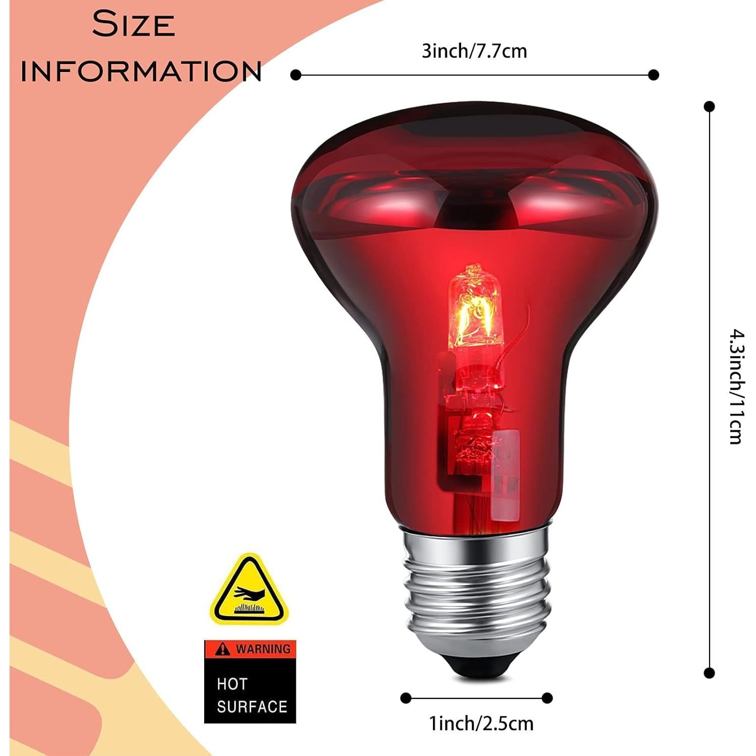 4 Lámparas de Calor Nocturno 75W UVA Honoson para Reptiles