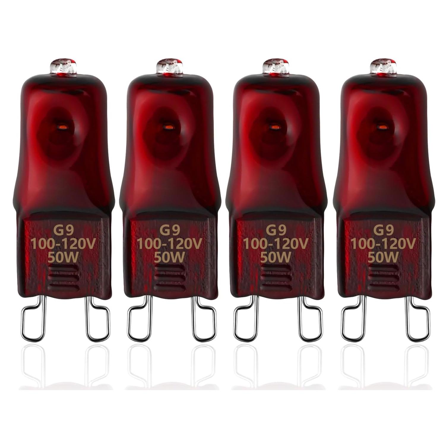 Bombillas de Calor Rojo G9 MCLANZOO 50W para Reptiles 4Pack